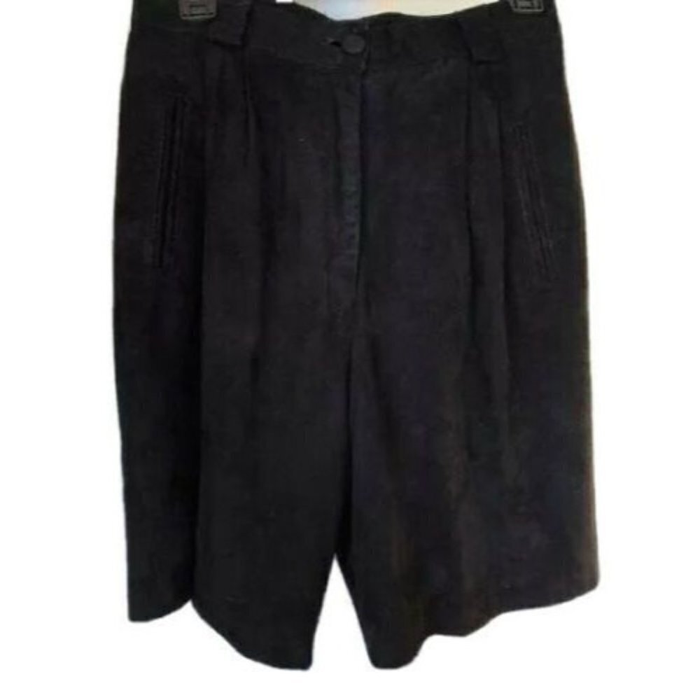 Erez Vintage Womens Shorts Size 8 Black Suede Leather Lined High Waisted USA - Picture 1 of 9